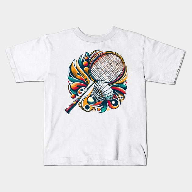 Badminton graphic Kids T-Shirt by Cun-Tees!